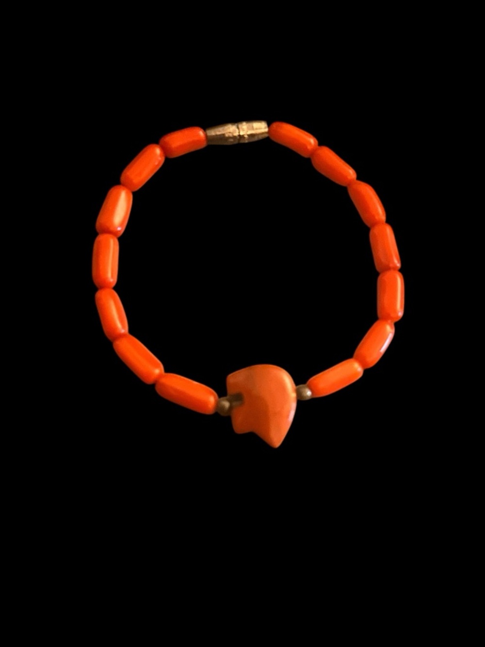 Authentic Coral Baby Bear Bracelet. New Mexico Pueblo made 6” long - NWOT